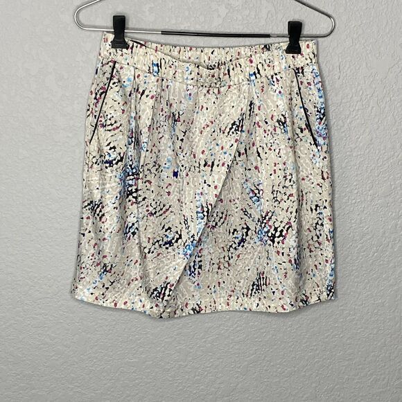 See U Soon Beige Paint Print Tulip Mini Skirt Size 4 - Picture 1 of 7